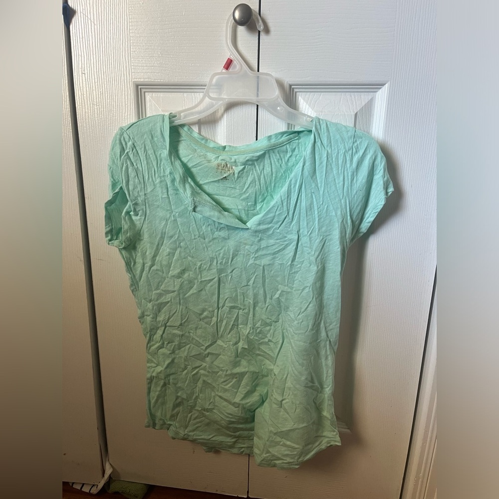 Soho Light Green V-Neck Short Sleeve Top